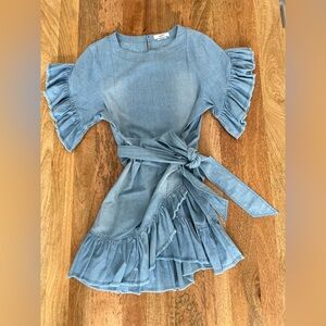 Isabel Marant Etoile Lelicia Chambray Ruffle Wrap Dress Dress FR40